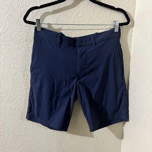 J Crew Stretch Chino Shorts Size 30 Length Inseam 9" Navy Blue EUC Casual Dark